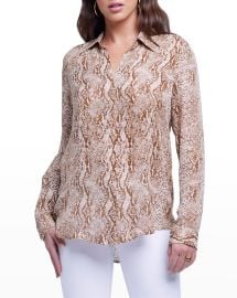 Lx27Agence Nina Snake Printed Button-Front Blouse at Neiman Marcus